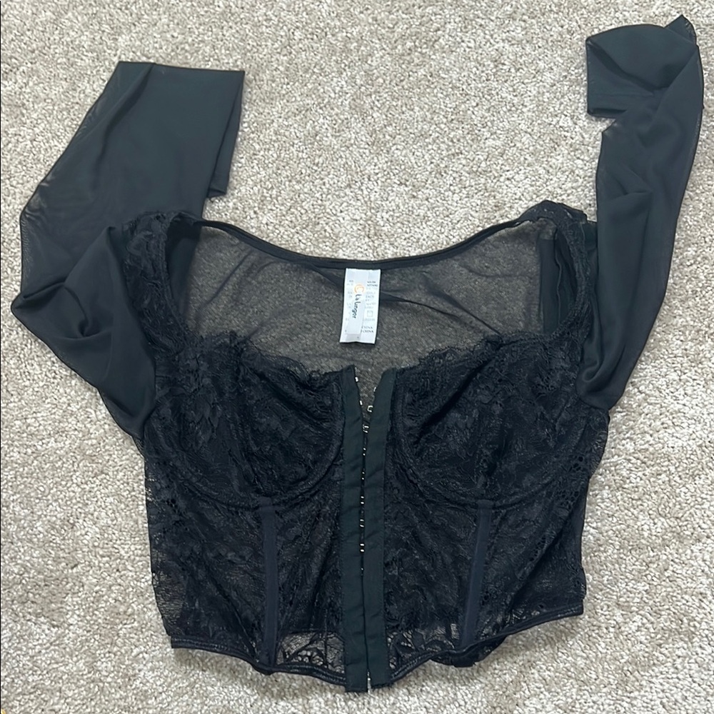 Black Lace Long Sleeve Top